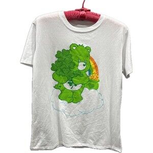 Care Bears St Patty Shamrock & Rainbow  Women's T shirt White MED Short Sleeve